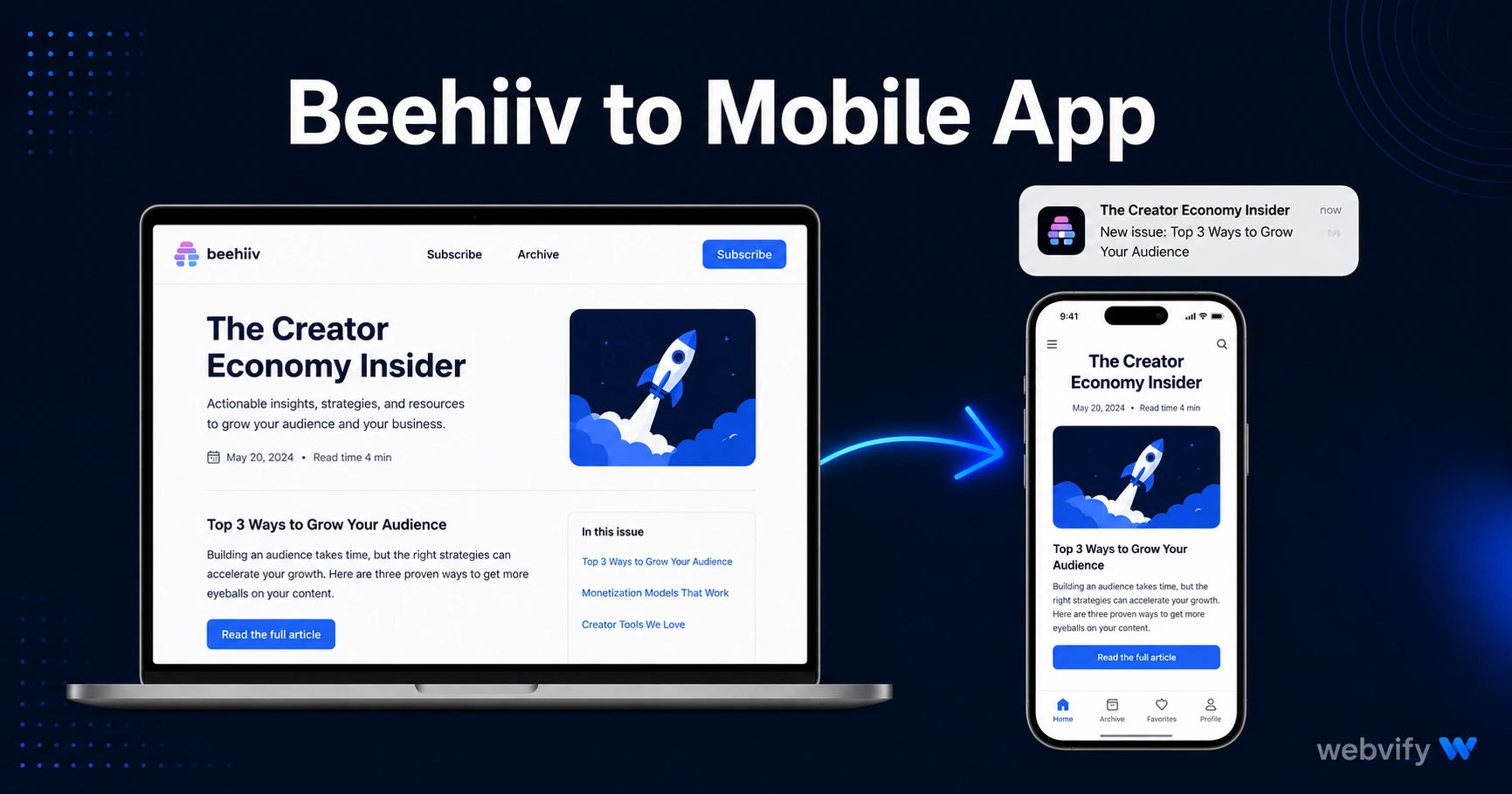 How to Turn Your Beehiiv Newsletter Into a Mobile App (Without a Developer)