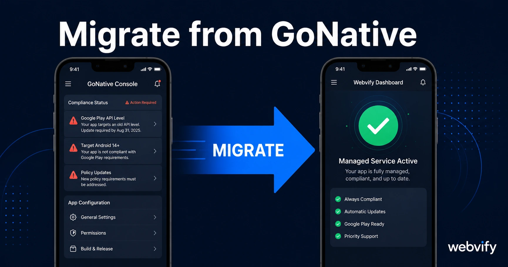 How to Migrate from GoNative to a Managed Web-to-App Service